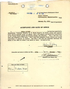 Acceptance and oath of office, Helen Ripley, Abbot Academy, class of 1930