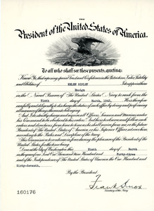Certificate of enlistment, United States Navy, Helen Ripley, Abbot Academy, class of 1930