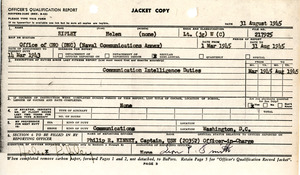 Officer qualification report, Helen Ripley, Abbot Academy, class of 1930