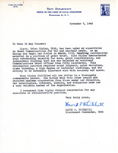 Letter of recommendation, Helen Ripley, Abbot Academy, class of 1930