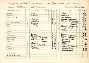 Transcript report of Constance Reed Petterson, Abbot Academy class of 1900