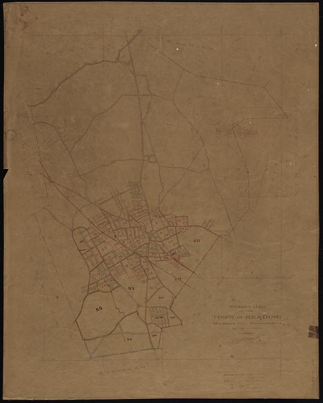 Street map of the town of Reading, Middlesex Co. Massachusetts