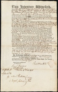 Sarah Granger indentured to apprentice with Paul Mandell of Hardwick, 4 February 1778