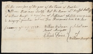 Samuel Delarue indentured to apprentice with Russell Kellogg of Williamsburg, 6 May 1778