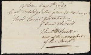 Samuel Harris indentured to apprentice with Jesse Joy of Norwich, 3 May 1779