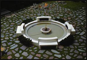 View of fountain with benches, Atlantic City, New Jersey