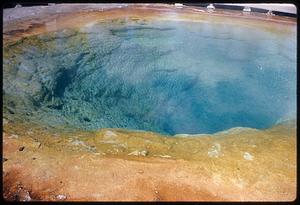 Grand Prismatic Spring with blue water, Yellowstone National Park