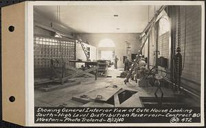 Contract No. 80, High Level Distribution Reservoir, Weston, showing general interior view of gatehouse looking south, high level distribution reservoir, Weston, Mass., Aug. 12, 1940