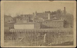 Old Main Street Bridge (1851) over Nashua River and paper mill