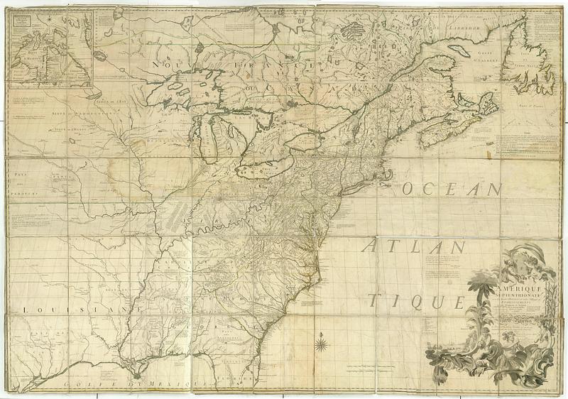 Amerique Septentrionale avec les Routes, Distances en miles, Villages et Etablissements François et Anglois