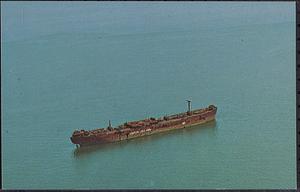 Aerial view of target ship