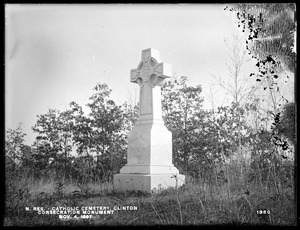 Wachusett Reservoir, Catholic Cemetery, near Sandy Pond, consecration monument on the hill in the southern part of the cemetery, from the west; consecrated September 10, 1876, Clinton, Mass., Nov. 4, 1897