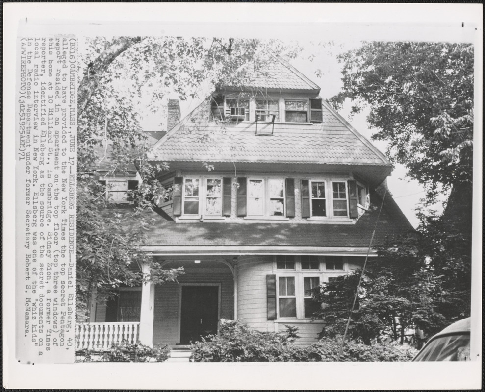 Cambridge, Mass., June 17 - Ellsberg residence