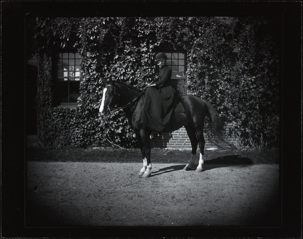 Young woman on a horse at 1425 Northampton Street (Robert B. Johnson house)