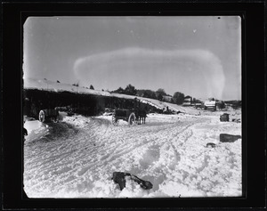 Winter excavation work in a rural area