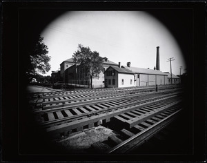 Railroad tracks and buildings