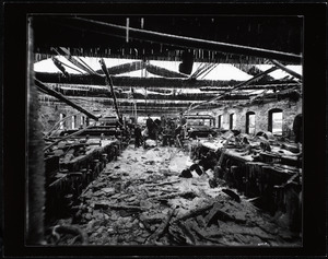 Burned mill building interior