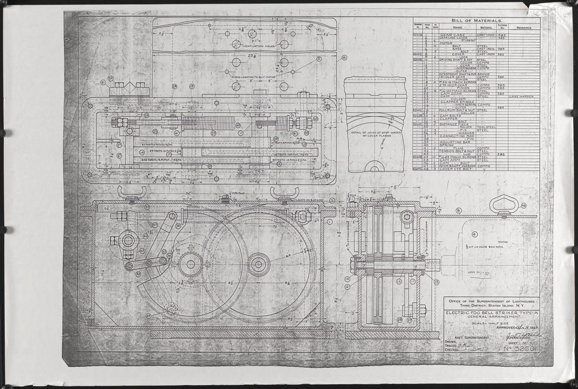 Electronic fog bell striker, type A, general arrangement