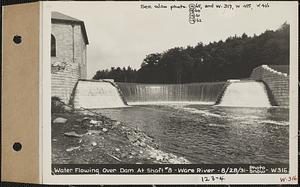 Water flowing over dam at Shaft #8, Ware River, Barre, Mass., Aug. 28, 1931