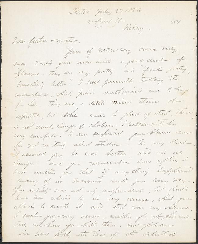 Letter from John D. Long to Zadoc Long and Julia D. Long, July 27, 1866