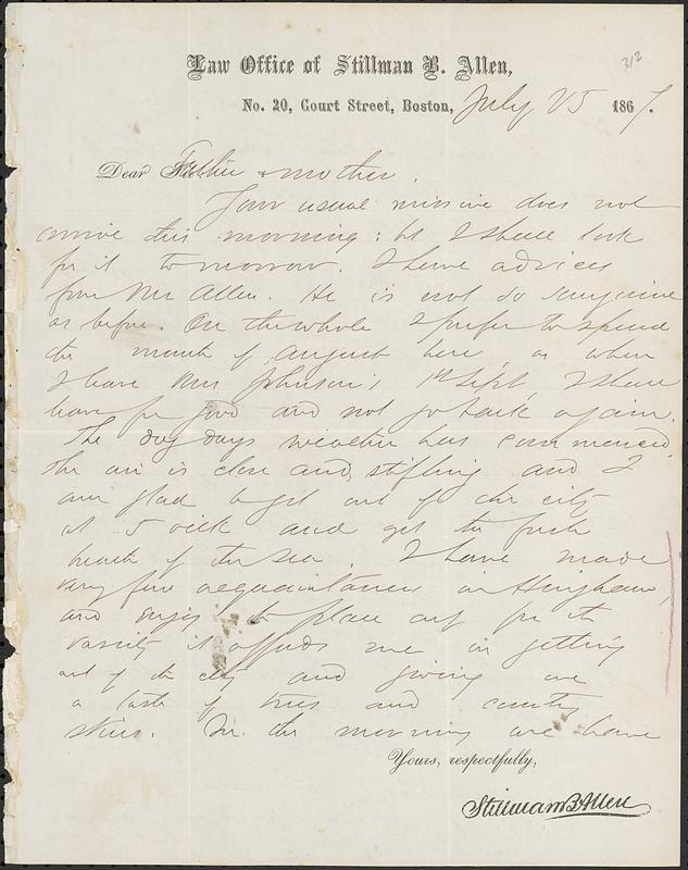 Letter from John D. Long to Zadoc Long and Julia D. Long, July 25, 1867