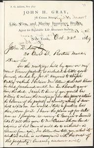 Letter from John H. Gray to John D. Long, October 22, 1869