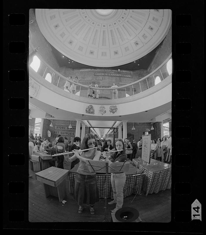 Flute concert at Quincy Market, downtown Boston Digital Commonwealth