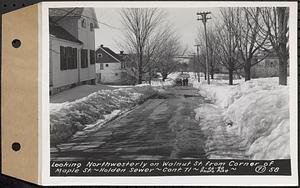 Contract No. 71, WPA Sewer Construction, Holden, looking northwesterly on Walnut Street from corner of Maple Street, Holden Sewer, Holden, Mass., Mar. 26, 1940