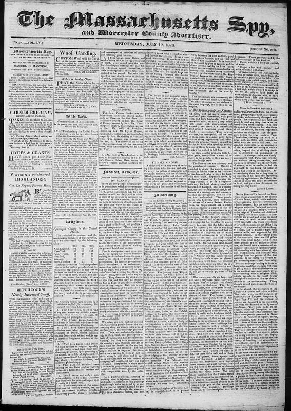 The Massachusetts Spy, And Worcester County Advertiser - Digital ...