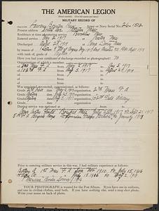 American Legion military record of Lawrence Boynton Page