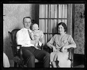 Eddie Shore with his wife and child