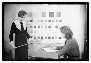A woman taking a color recognition test