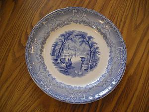 Staffordshire blue transfer decorated stoneware plate