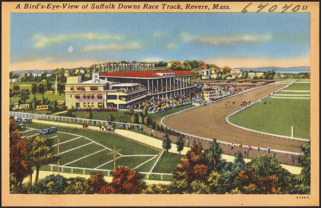 A bird's-eye-view of Suffolk Downs Race Track, Revere, Mass.