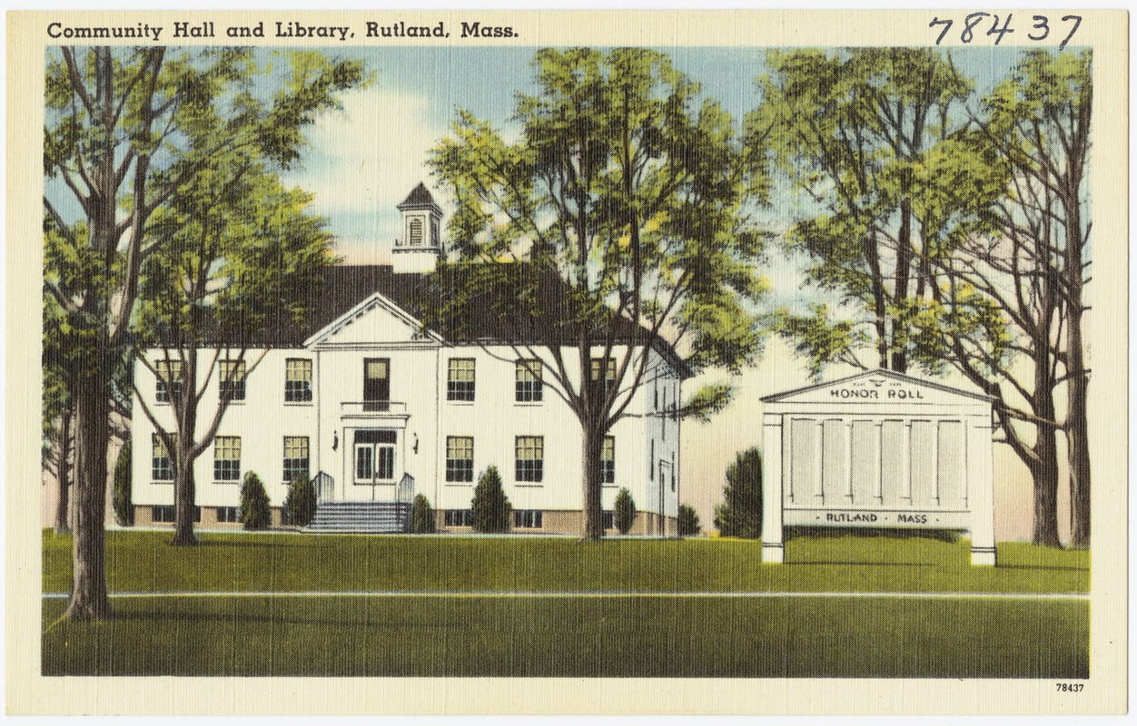 Community hall and library, Rutland, Mass. Digital Commonwealth