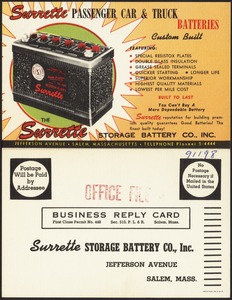 Surrette Storage Battery Co., Inc., Jefferson Avenue, Salem, Mass.