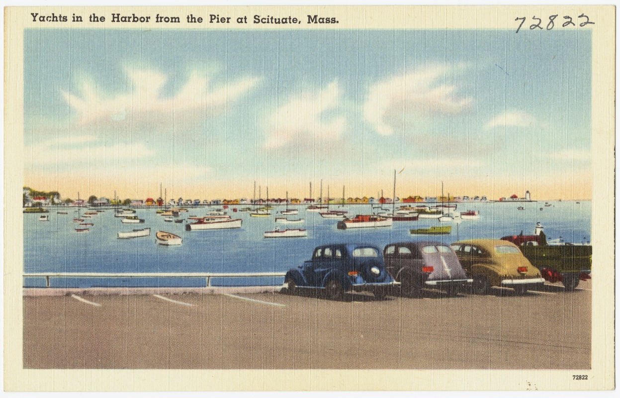 Yachts in the harbor from the pier at Scituate, Mass.