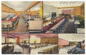 The Kernwood Restaurant -- main dining room, cocktail lounge, large banquet hall, banquet room, private dining room