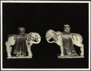 Chinese porcelain elephants, candlestick holders