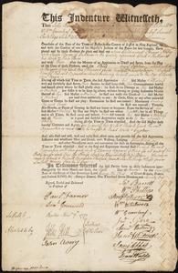 Document of indenture: Servant: Akley, Thomas. Master: Haven, Jason. Town of Master: Dedham