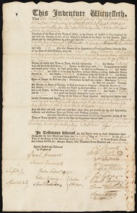 Ebenezer Blancher indentured to apprentice with Abraham Hammatt of Plymouth, 24 January 1771