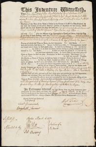 Enoch Jarvis indentured to apprentice with Hugh Tarbett of Boston, 6 March 1771