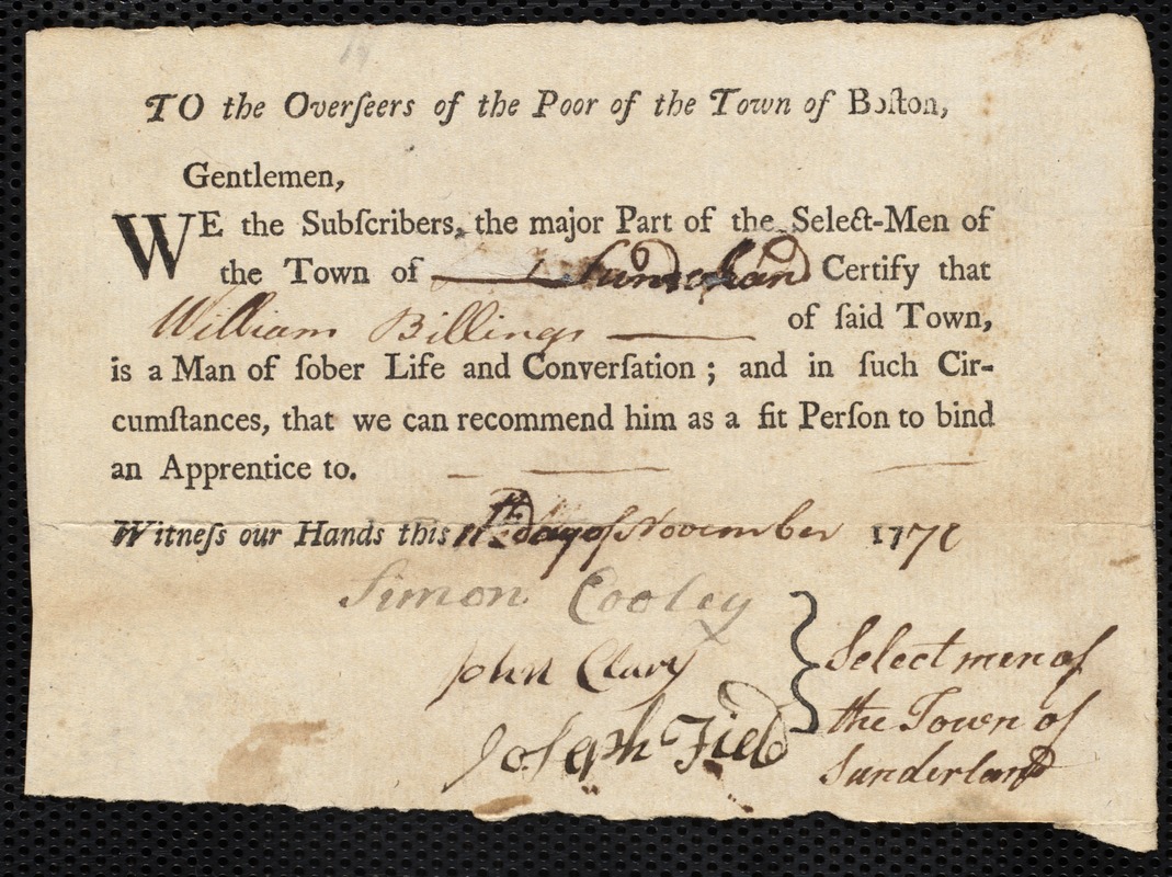 Henrietta Jeans indentured to apprentice with William Billings [Billing] of Sunderland, 25 October 1771