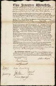 Michael Stewart indentured to apprentice with William Haynes of Boston, 5 August 1772