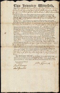 Henry Dorcy indentured to apprentice with John Kendrick of Edgartwon, 21 October 1772