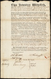 Joseph Stringer indentured to apprentice with Job Wheelwright of Boston, 14 October 1772