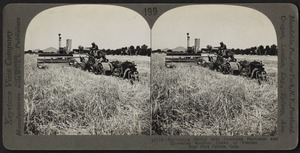 Harvesting barley with tractor