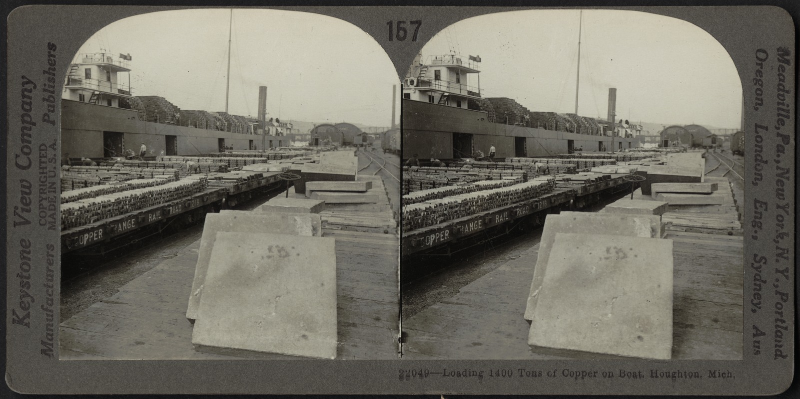 Loading copper on a boat, Houghton, Mich.