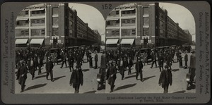 Employees leaving Ford Motor Company factory, Detroit, Michigan