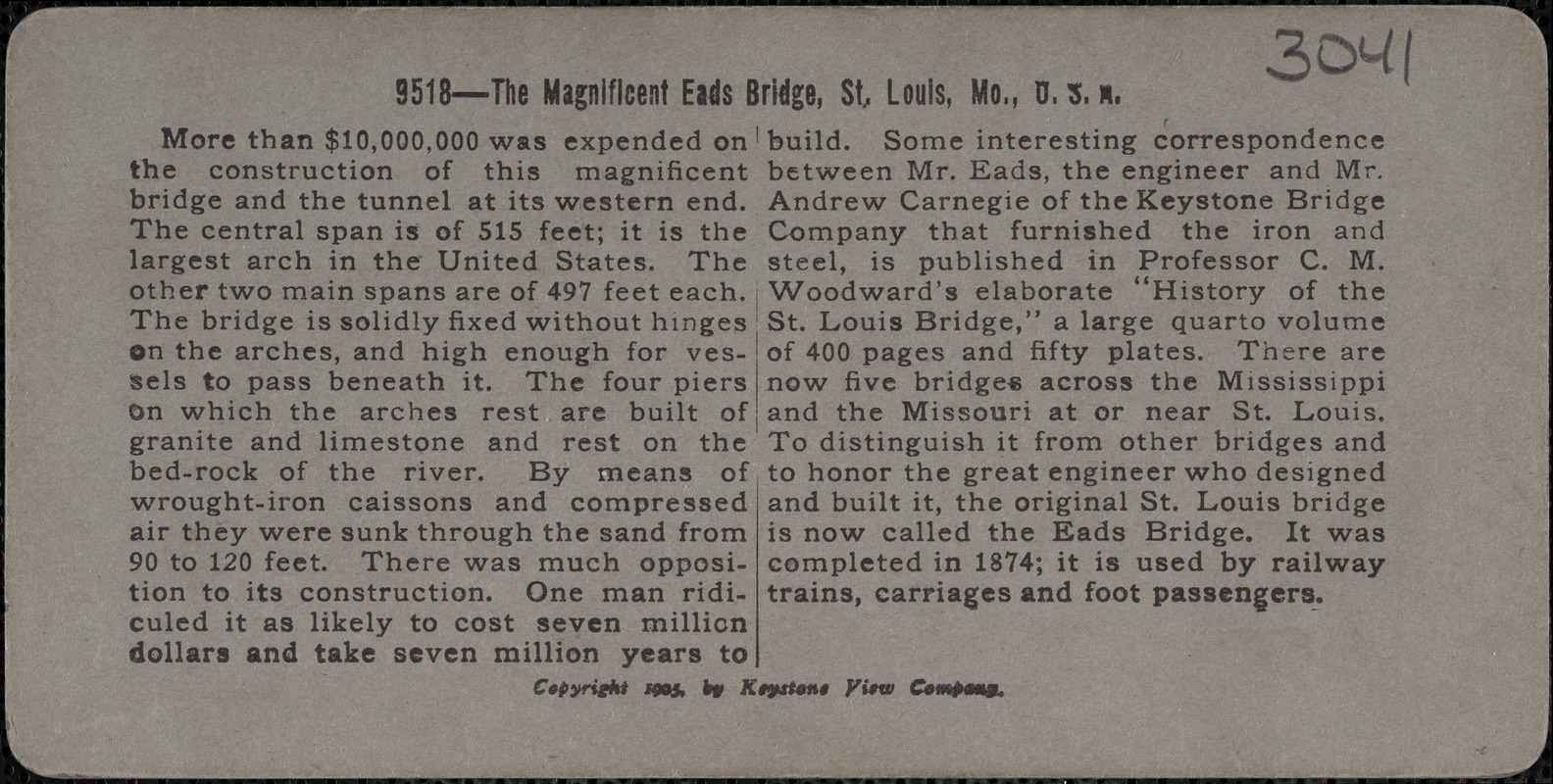 The magnificent Eads Bridge, St. Louis, Mo., U.S.A.